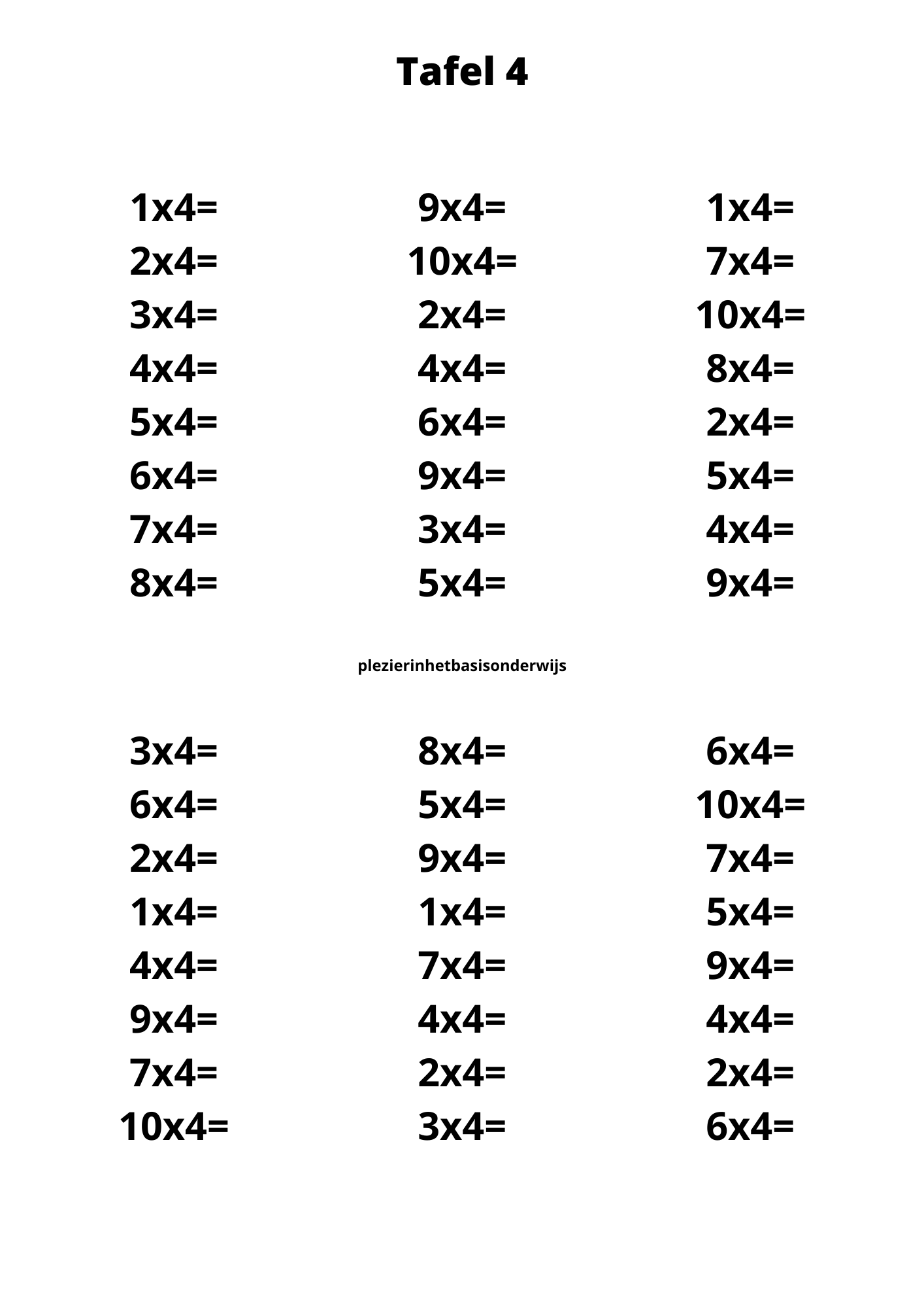 Tafelboekje 3,7,9 en 10